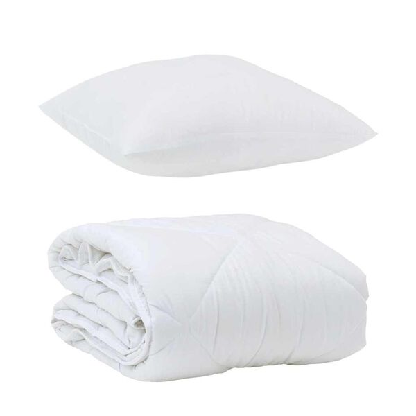 vidaXL Duvet toutes saisons avec oreiller 2 pcs Blanc Microfibre