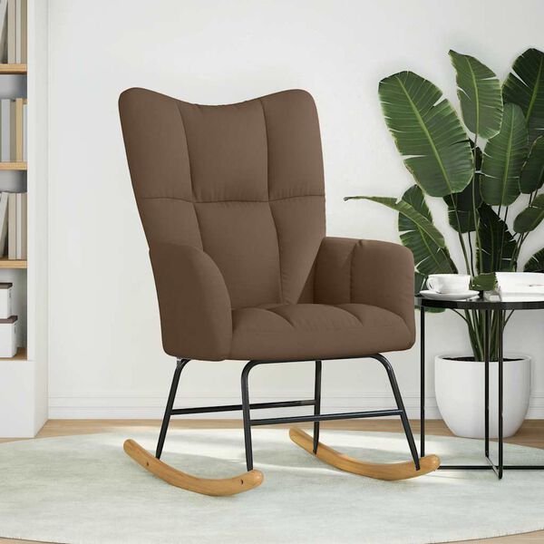 vidaXL Chaise &agrave; bascule Marron Tissu