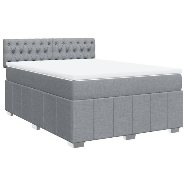 vidaXL Sommier &agrave; lattes de lit avec matelas Gris clair 140x200cm Tissu