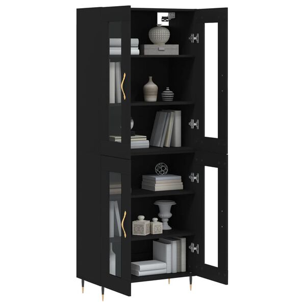 vidaXL Buffet haut Noir 69,5x34x180 cm Bois d'ing&eacute;nierie