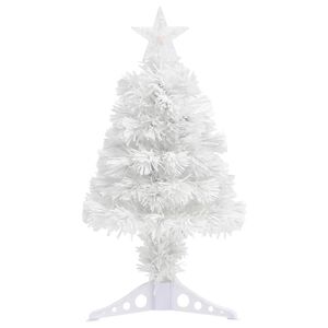 vidaXL Arbre de No&euml;l artificiel pr&eacute;-&eacute;clair&eacute; blanc 64 cm fibre optique