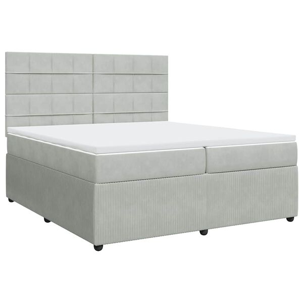 vidaXL Sommier &agrave; lattes de lit et matelas Gris clair 200x200cm Velours