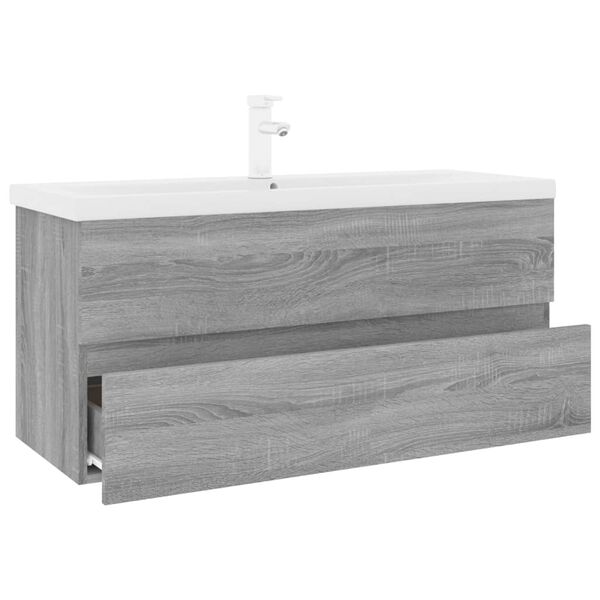 vidaXL Meuble lavabo avec bassin int&eacute;gr&eacute; Sonoma gris Bois d'ing&eacute;nierie