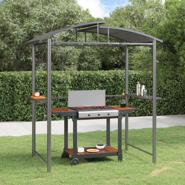 vidaXL Gazebo BBQ et &eacute;tag&egrave;res lat&eacute;rales anthracite 210x114x230cm acier