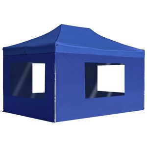 vidaXL Tente de r&eacute;ception pliable avec parois Aluminium 4,5x3 m Bleu