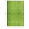 vidaXL Paillasson lavable Vert 120x180 cm