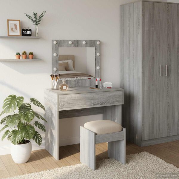 vidaXL Table de Toilette Gris 83 x 40 x 70 cm Bois d'ingénierie
