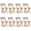vidaXL Chaises de jardin pliantes lot de 8 gris poly rotin bois massif