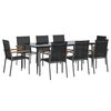 vidaXL Ensemble à manger de jardin 9 pcs noir textilène et acier
