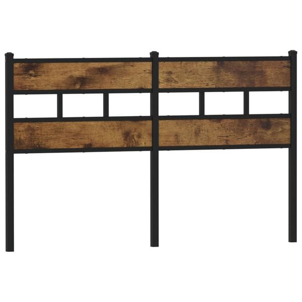 vidaXL T&ecirc;te de lit de remplacement ch&ecirc;ne fum&eacute; 150 cm fer et bois d'ing&eacute;nierie