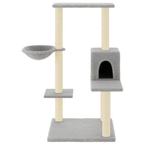 vidaXL Arbre à chat avec griffoirs en sisal Gris clair 95 cm