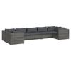 vidaXL Salon de jardin 7 pcs avec coussins R&eacute;sine tress&eacute;e Gris
