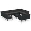 vidaXL Salon de jardin 12 pcs avec coussins r&eacute;sine tress&eacute;e noir