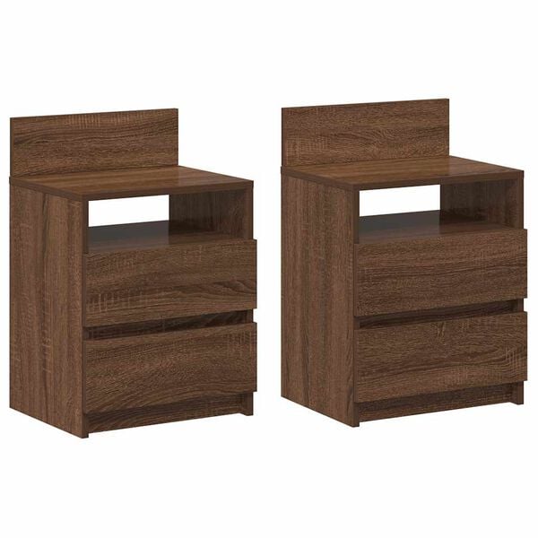 vidaXL Tables de chevet 2 pcs avec 2 tiroirs ch&ecirc;ne marron 40x33x60 cm