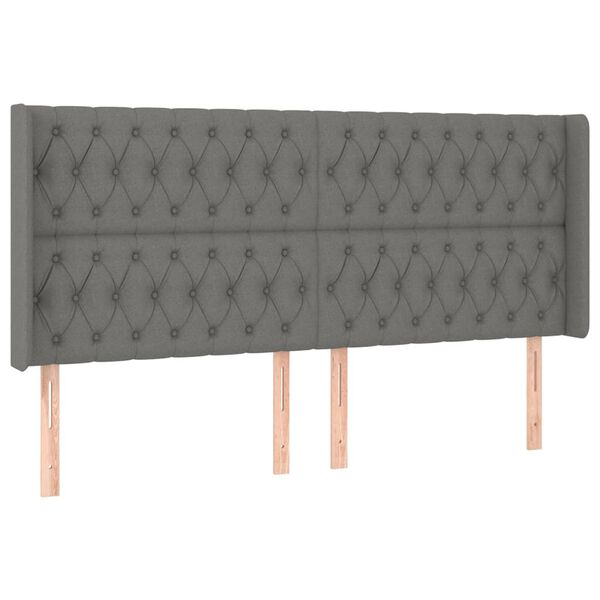 vidaXL T&ecirc;te de lit &agrave; LED Gris fonc&eacute; 183x16x118/128 cm Tissu