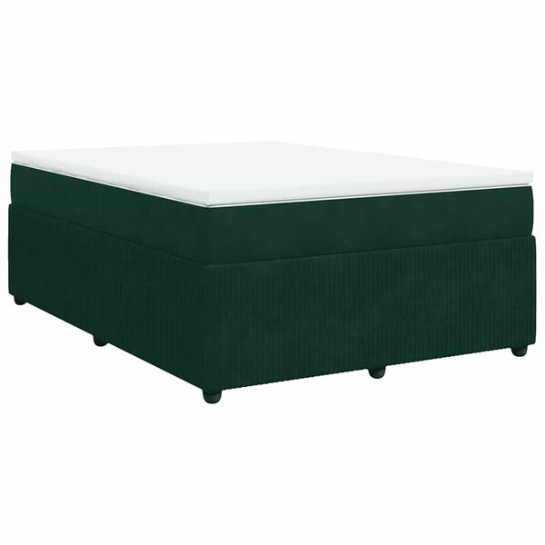 vidaXL Sommier &agrave; lattes de lit et matelas Vert fonc&eacute; 160x200cm Velours