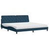vidaXL Lit avec matelas bleu 200x200 cm velours