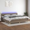 vidaXL Sommier &agrave; lattes de lit et matelas et LED Taupe 200x200cm Tissu