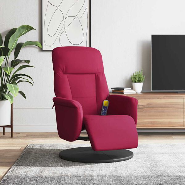 vidaXL Fauteuil de massage inclinable avec repose-pied rouge bordeaux