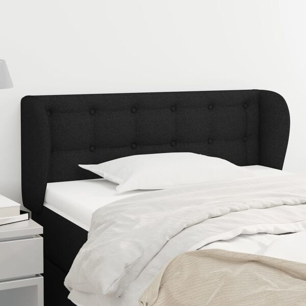 vidaXL T&ecirc;te de lit avec oreilles Noir 83x23x78/88 cm Tissu