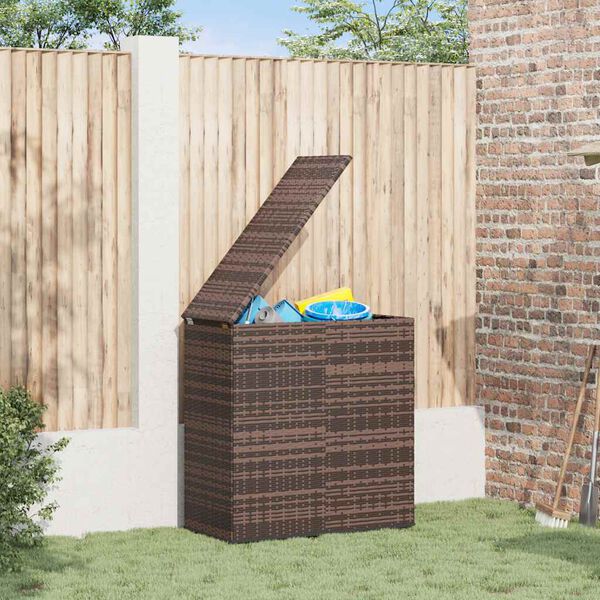 vidaXL Bo&icirc;te &agrave; coussins de jardin R&eacute;sine tress&eacute;e 100x49x103,5cm Marron