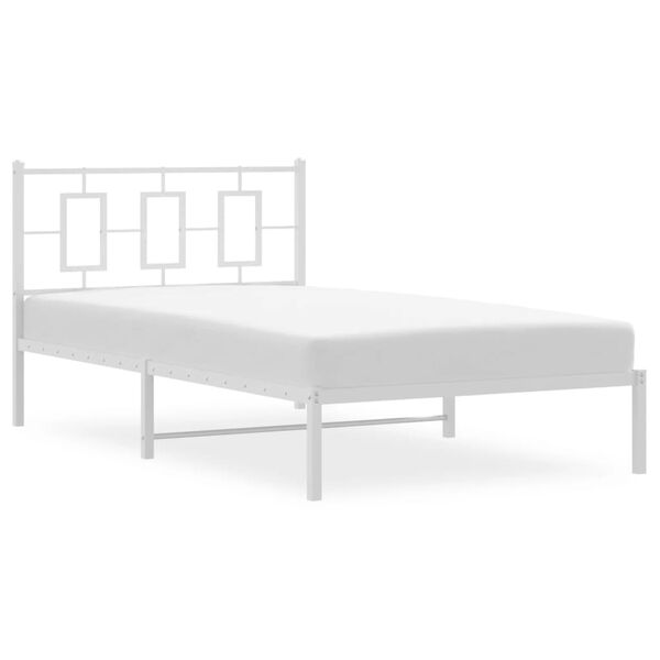 vidaXL Cadre de lit m&eacute;tal sans matelas et t&ecirc;te de lit blanc 107x203 cm
