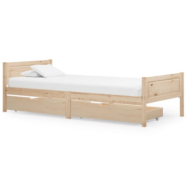vidaXL Cadre de lit avec 2 tiroirs Bois de pin massif 100x200 cm