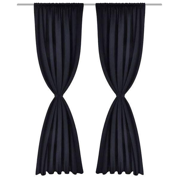 2 pcs Rideau Blackout Occultant Noir T&ecirc;te &agrave; Fente 135 x 245 cm
