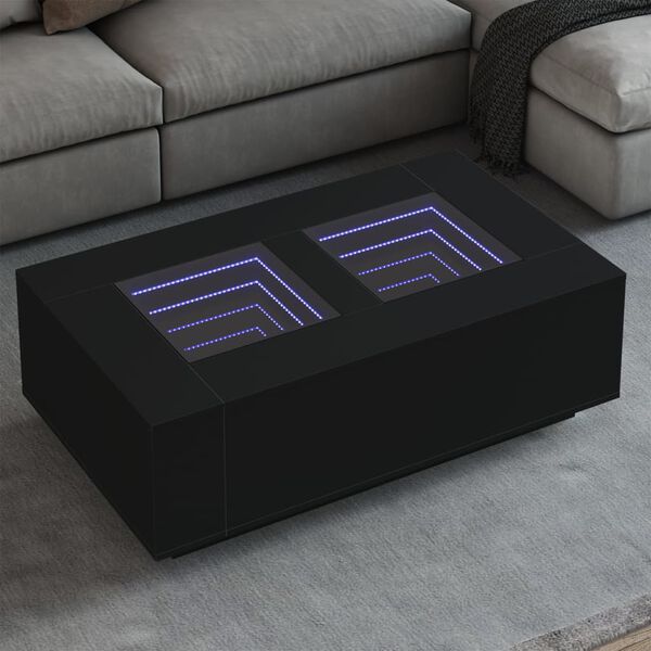 vidaXL Table basse avec LED infini noir 116x69x40 cm
