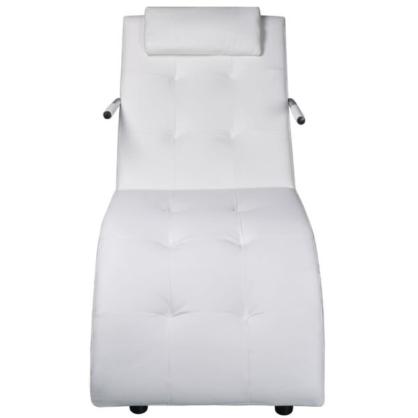 vidaXL Chaise longue avec oreiller Blanc Similicuir
