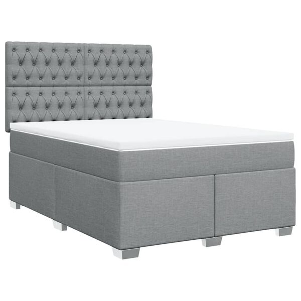 vidaXL Sommier &agrave; lattes de lit avec matelas Gris clair 160x200cm Tissu
