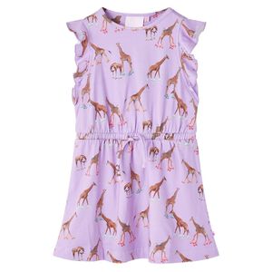 Robe fille manches &agrave; volants cordon de serrage lila 116