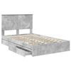 vidaXL Lit de Rangement Gris b&eacute;ton 135 x 190 cm Bois d'ing&eacute;nierie