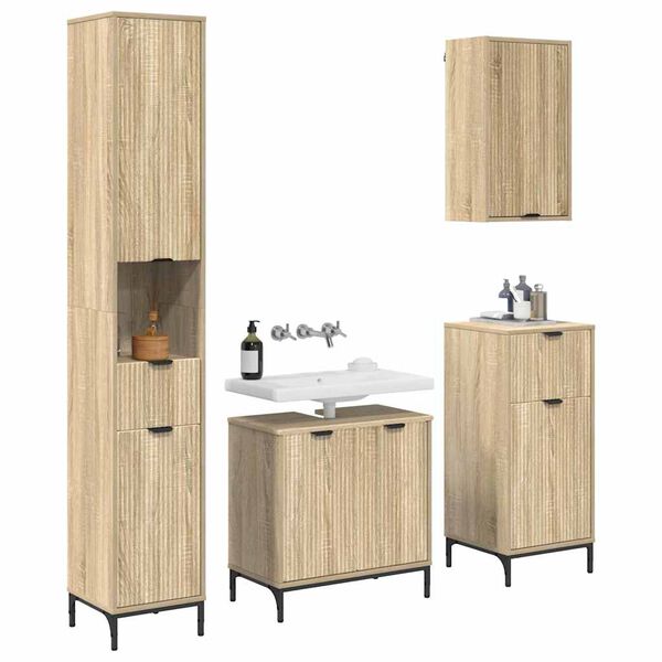 vidaXL Ensemble de mobilier de salle de bain avec tiroir Chêne Sonoma