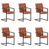vidaXL Chaises &agrave; manger cantilever lot de 6 marron cuir v&eacute;ritable
