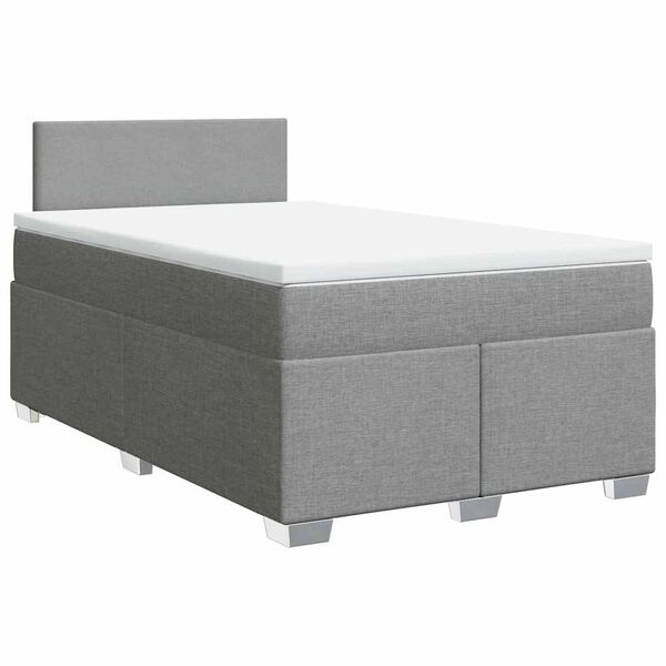 vidaXL Sommier &agrave; lattes de lit et matelas gris clair 120x190 cm tissu