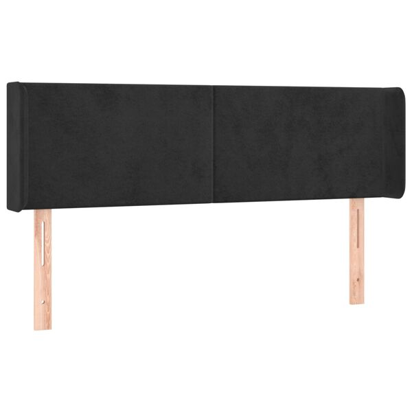 vidaXL T&ecirc;te de lit avec oreilles Noir 147x16x78/88 cm Velours