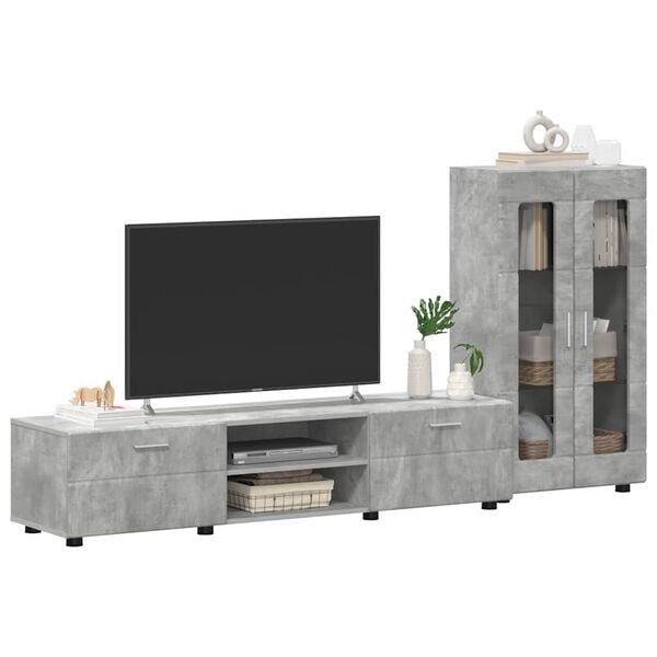vidaXL Ensemble meuble TV FLORIN Gris b&eacute;ton Bois d'ing&eacute;nierie