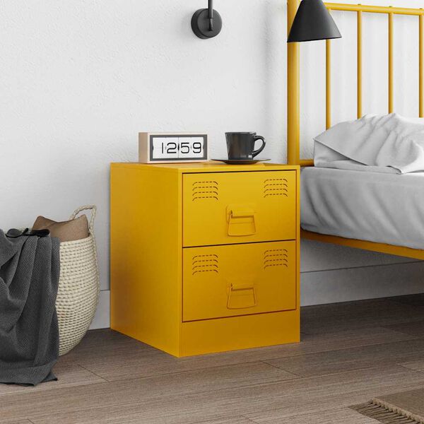 vidaXL Table de chevet jaune 34,5x39x44 cm acier