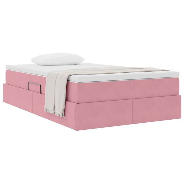 vidaXL Lit avec rangement et matelas Rose 120 x 190 cm Velours
