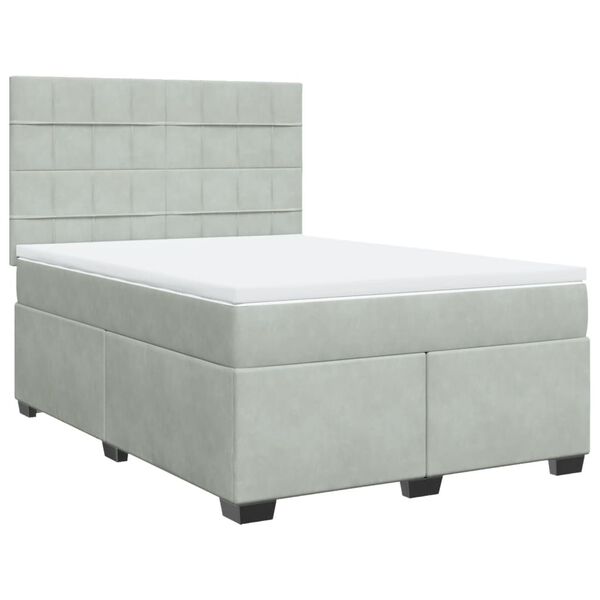 vidaXL Sommier &agrave; lattes de lit et matelas Gris clair 160x200cm Velours