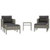 vidaXL Salon de jardin 5 pcs avec coussins Gris R&eacute;sine tress&eacute;e