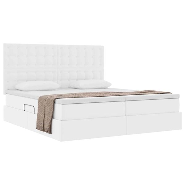 vidaXL Lit avec rangement et matelas Blanc pur 180 x 200 cm