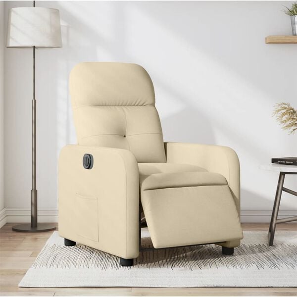vidaXL Fauteuil inclinable &eacute;lectrique Cr&egrave;me Tissu