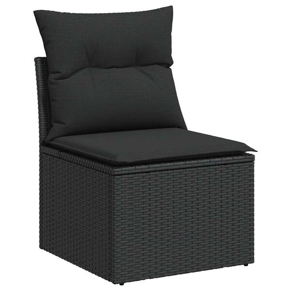 vidaXL Salon de jardin 12 pcs avec coussins noir r&eacute;sine tress&eacute;e