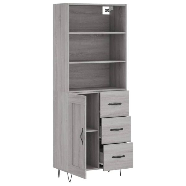 vidaXL Buffet haut Sonoma gris 69,5x34x180 cm Bois d'ingénierie
