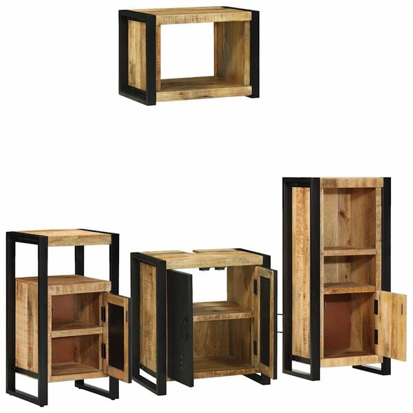 vidaXL Ensemble de mobilier de salle de bain avec &eacute;tag&egrave;re 4 pcs