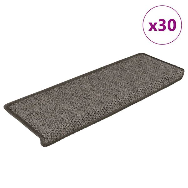 vidaXL Tapis d'escalier autocollants 30 pcs 65x21x4 cm gris et beige