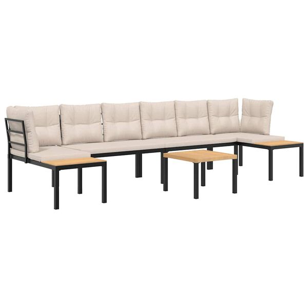 vidaXL Salon de jardin avec coussins 5 pcs noir acier enduit de poudre