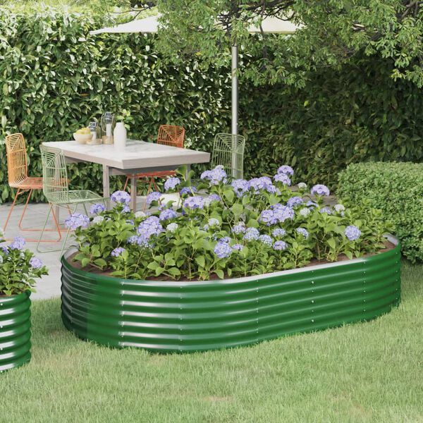 vidaXL Lit sur&eacute;lev&eacute; de jardin Acier galvanis&eacute; 214x140x36cm Vert